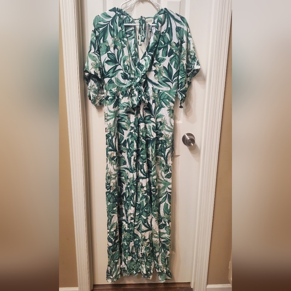 Baltic Born Green & White Tropical Print Jumpsuit - Picture 2 of 7